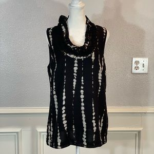 Ann Taylor Sleeveless Tie-Dye Blouse w Ruffled Neck
